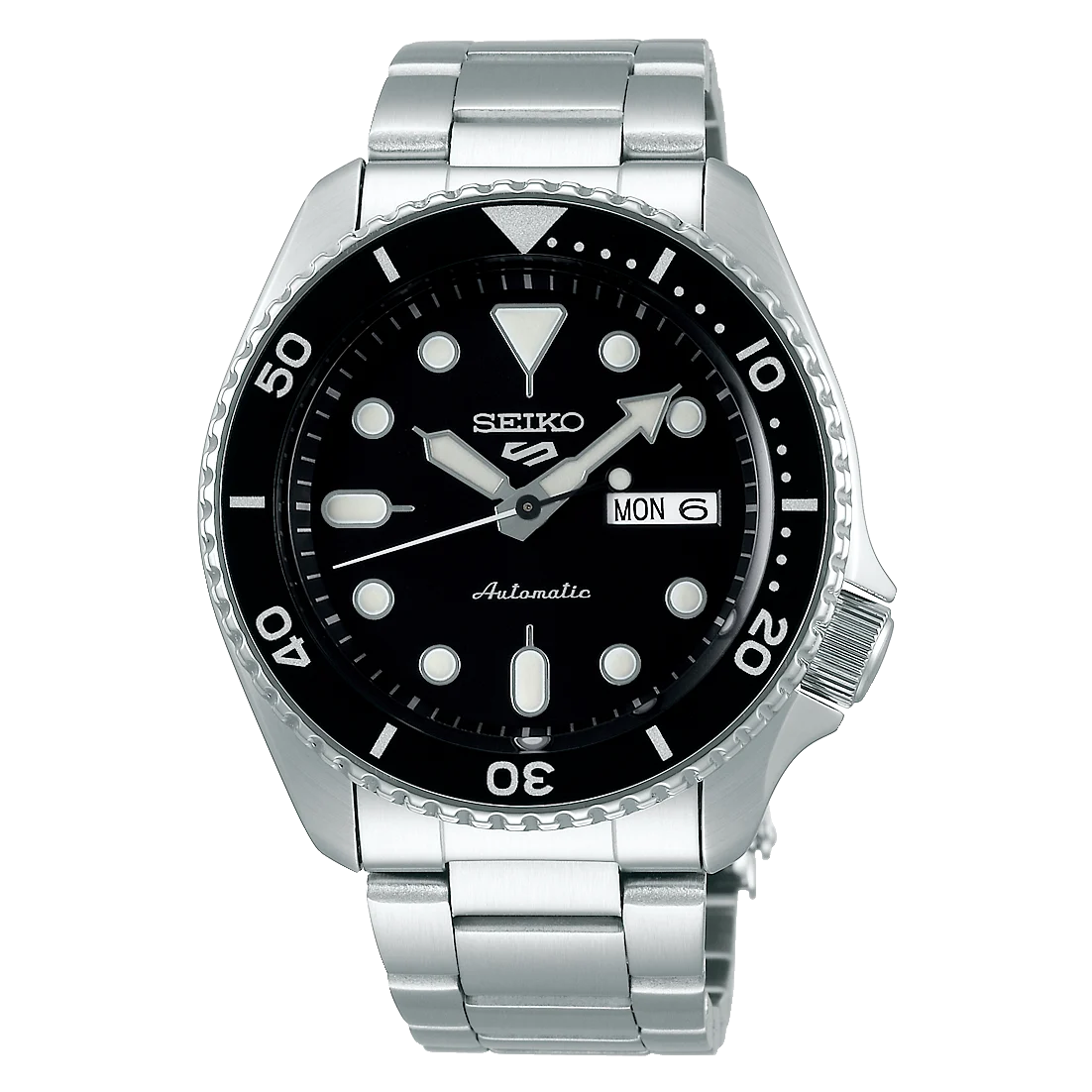 Seiko 5 Sports SRPD55K1 Automatic Watch – 42.5mm Stainless Steel, Black Dial, Day/Date, 100 m Water Resistant