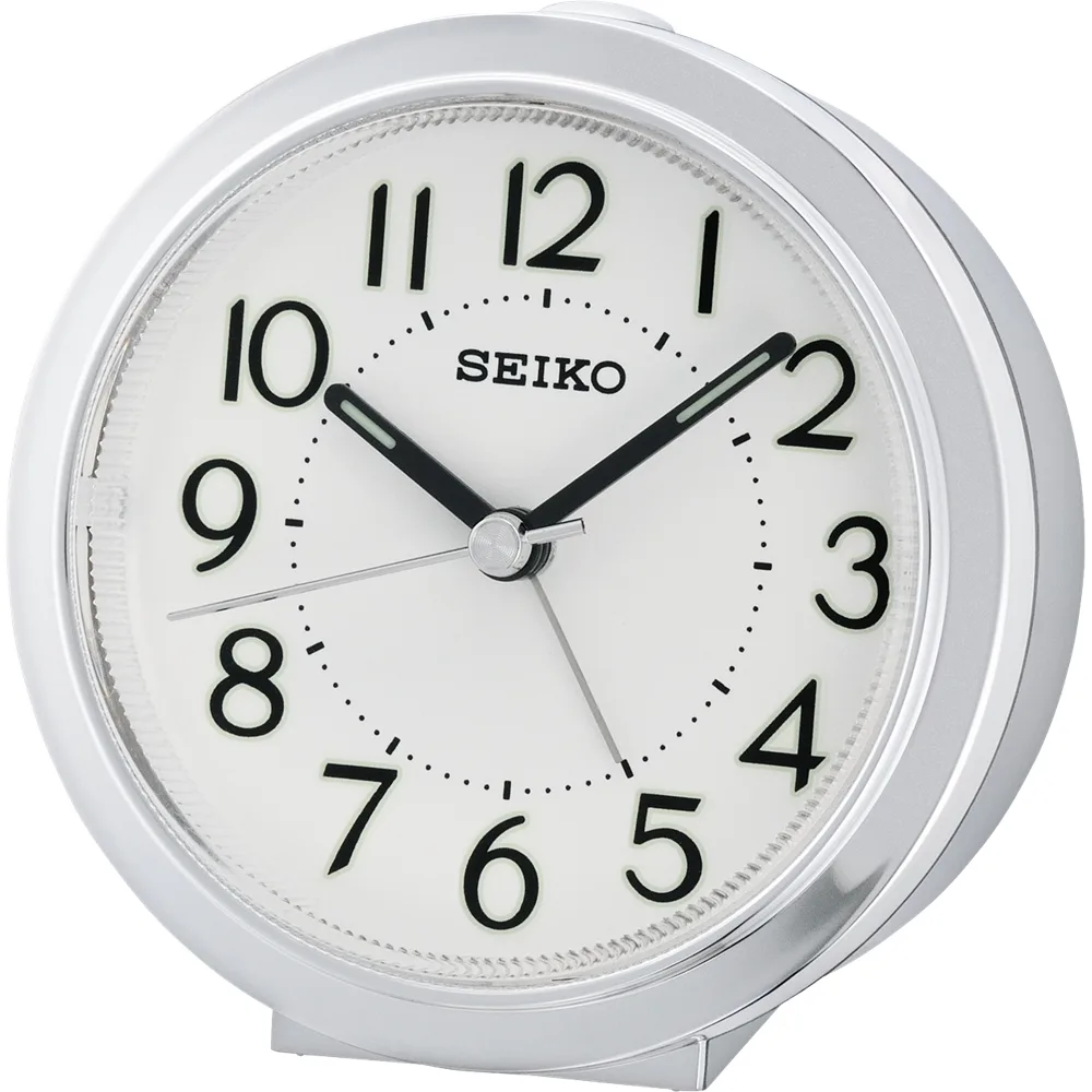 Seiko Bedside Silver Case Table Alarm Clock - QHE146-S