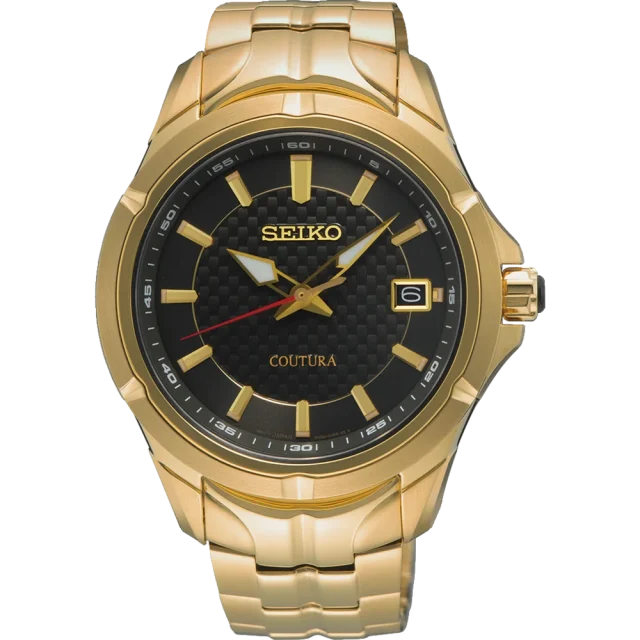 Seiko Coutura Quartz 100M WR Black Dial Gold Tone - SUR566P-9