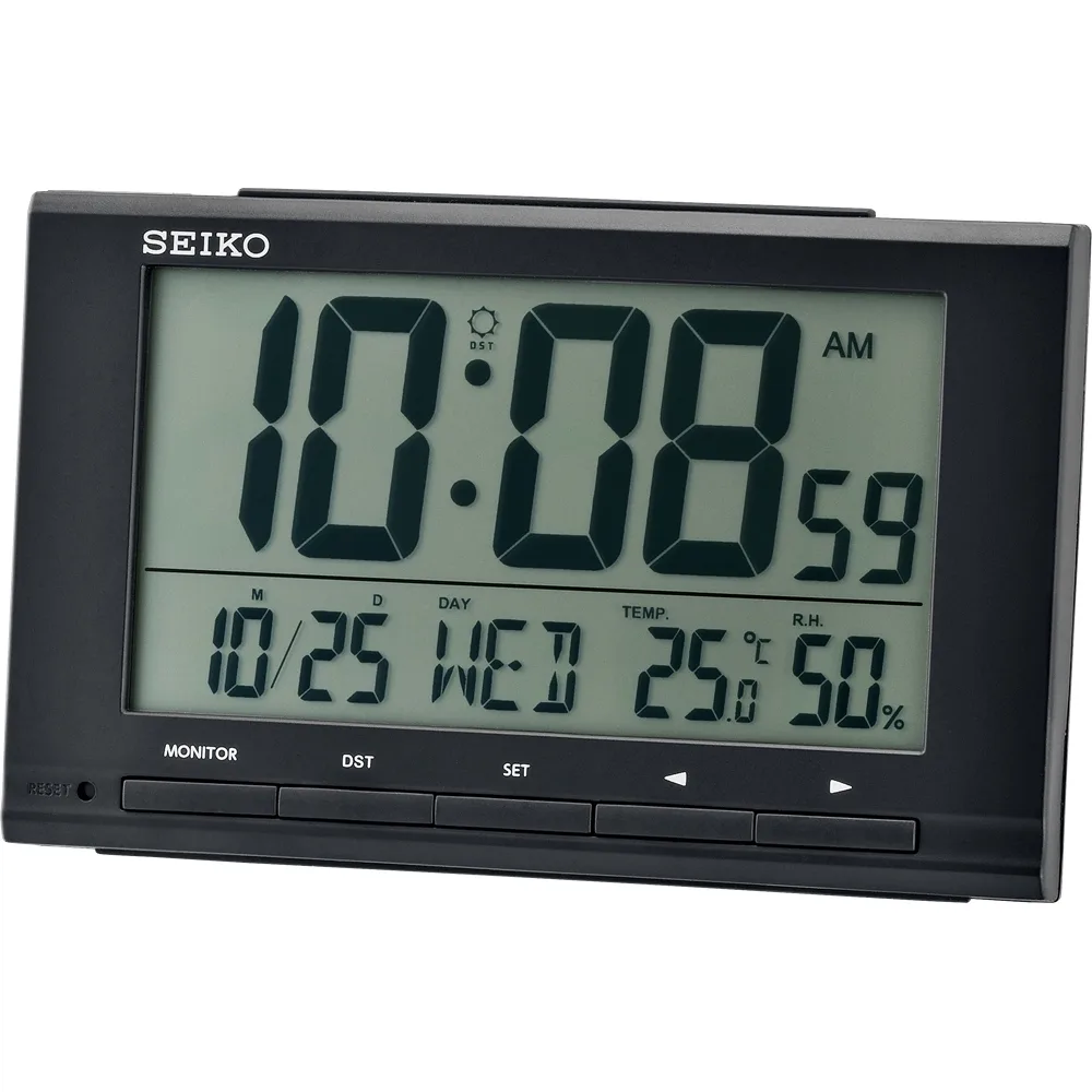 Seiko Digital Black Case Table Alarm Clock - QHL090-K