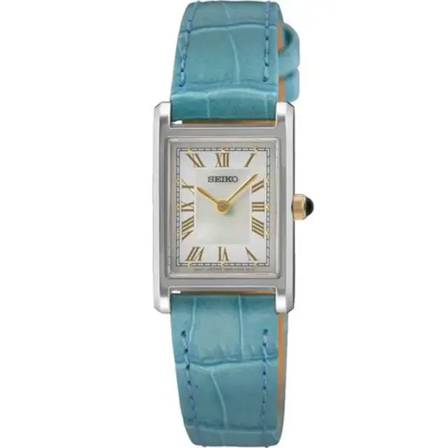 Seiko Ladies Classic Quartz White Dial Blue Leather Strap Watch - SWR101P1