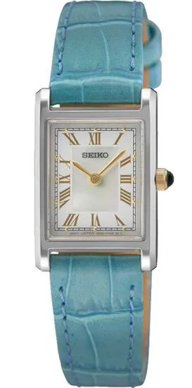 Seiko Ladies Classic Quartz White Dial Blue Leather Strap Watch - SWR101P1