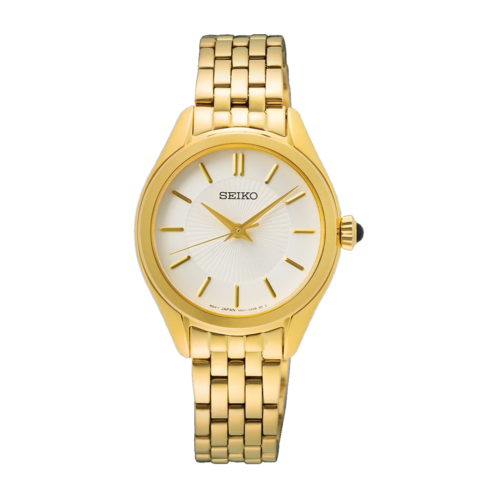 Seiko Ladies Daywear Quartz Gold Case & Band Watch - SUR538P1