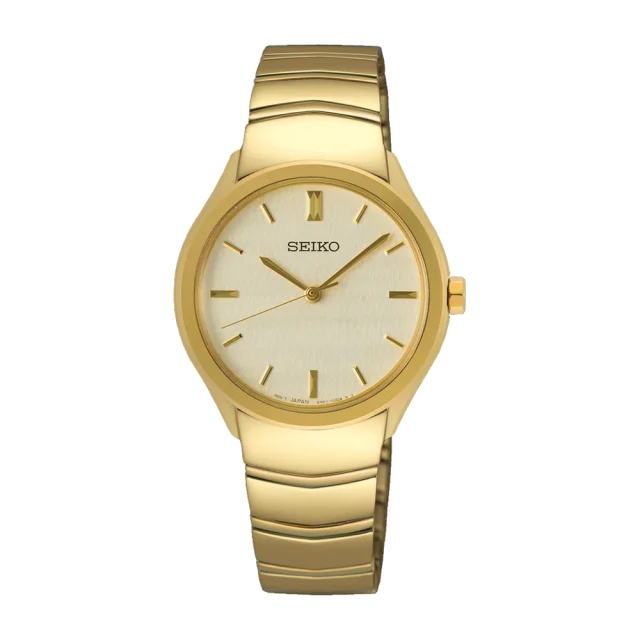 Seiko Ladies Gold Tone Case & Band 50m WR Watch - SUR552P1
