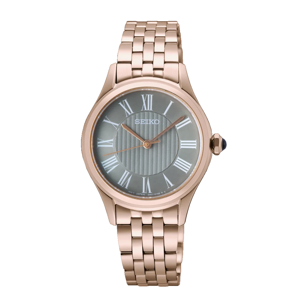 Seiko Ladies Rose Gold Satin Finish Dial Classic Watch - SUR614P1