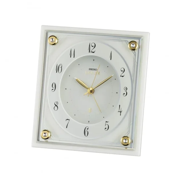 Seiko Mantle Clock Emblem with White Marble Case Quartz - AHR592W
