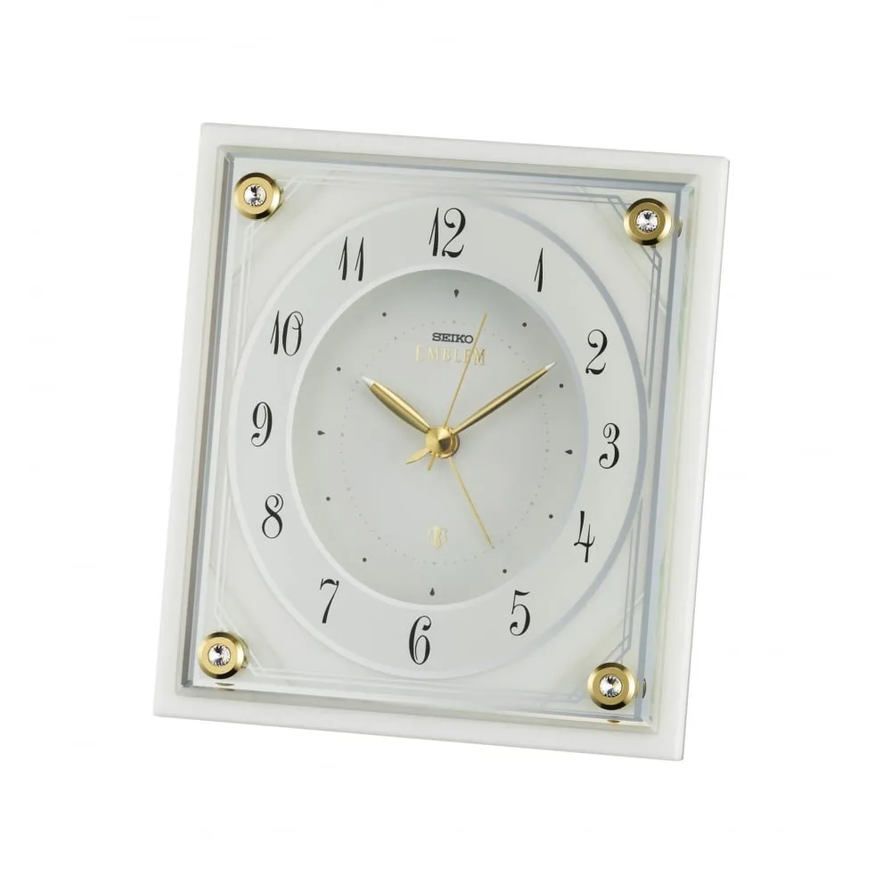 Seiko Mantle Clock Emblem with White Marble Case Quartz - AHR592W