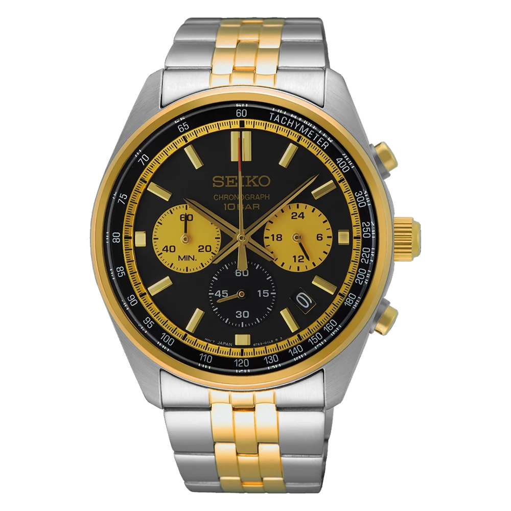 Seiko Men's Chronograph Two-Tone Quartz Analog Multicolour Dial - SSB430P1