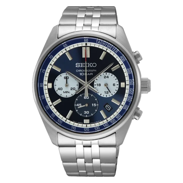 Seiko Men's Quartz Analog Blue Dial Sports 100m Chronograph - SSB427P1