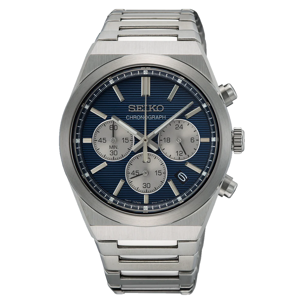 Seiko Quartz Gents Chronograph 100m WR Stainless Steel Case & Band Watch - SSB453P1
