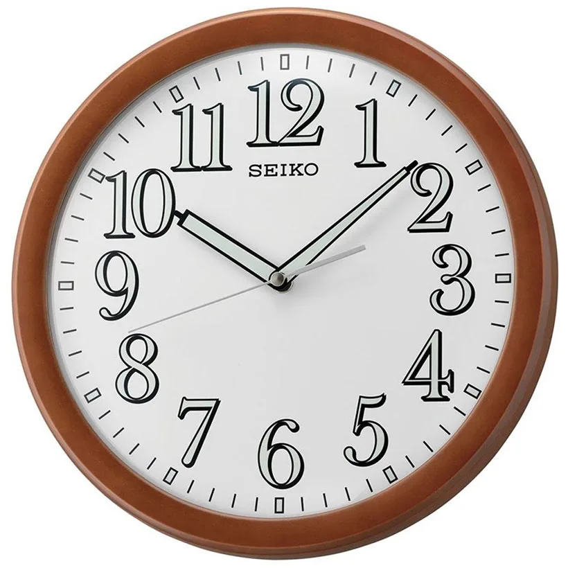 Seiko QXA720Z LumiBrite Brown Case White Dial Decorative Wall Clock