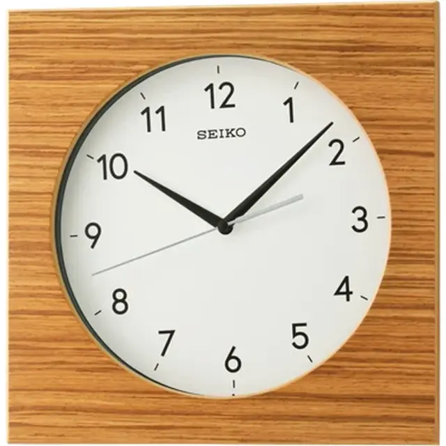 Seiko Square Wooden Wall Clock With White Dial - QXA766-B