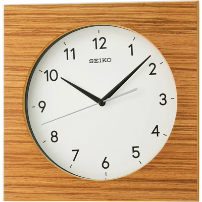Seiko Square Wooden Wall Clock With White Dial - QXA766-B