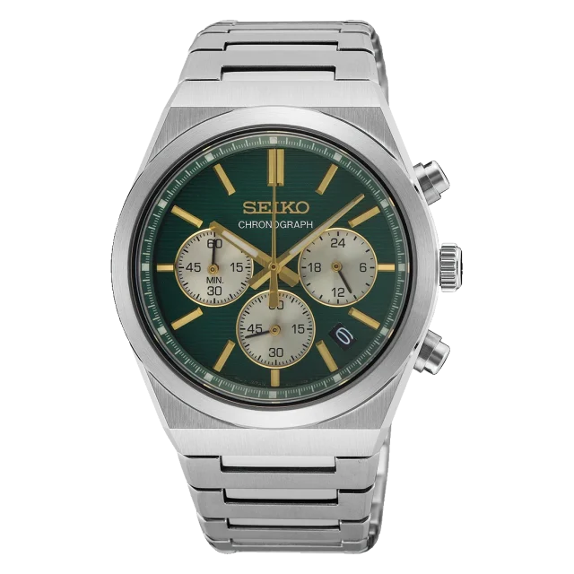 Seiko SSB461P1 — Green Dial Stainless Steel Chronograph, 100m Water Resistance