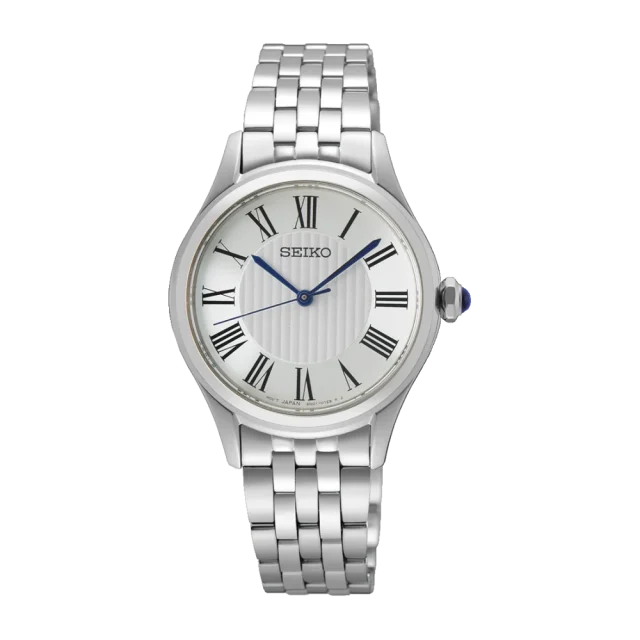 Seiko SUR609P1 Classic Ladies Quartz Dress Watch – Silver Stainless Steel, Roman Numerals, Sapphire Crystal
