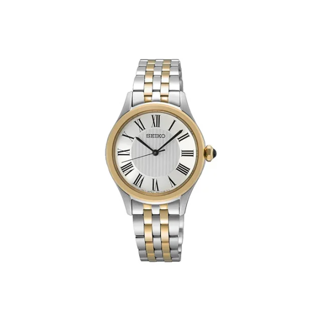 Seiko SUR612P1 Classic Two-Tone Ladies Quartz Watch – 29.6 mm, Sapphire Crystal, Stainless Steel Bracelet