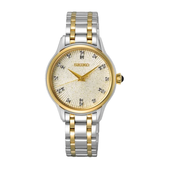 Seiko Women's Two-Tone Dress Watch With Diamond Set Dial - SRZ550P