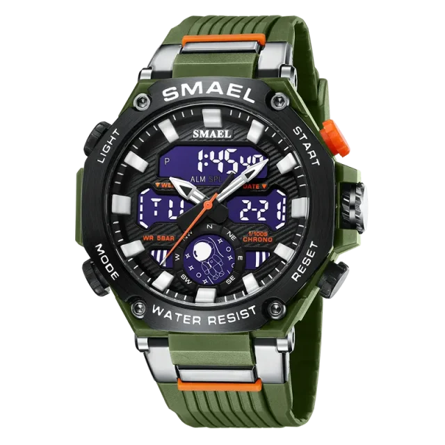 SMAEL Digital/Analog Men's Watch with Multifunction - Army Green