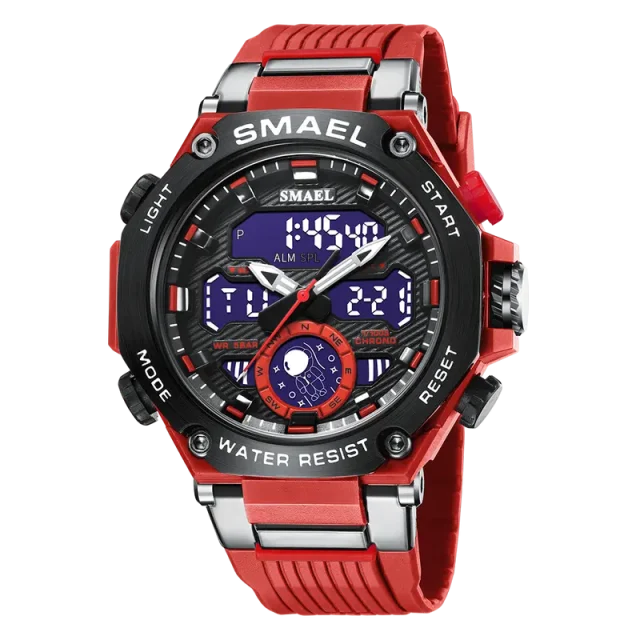 SMAEL Digital/Analog Men's Watch with Multifunction - Red