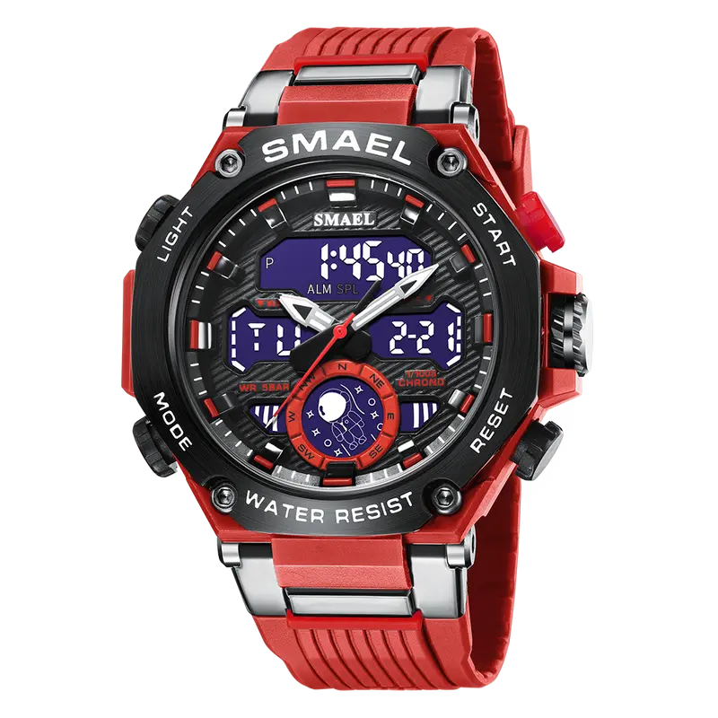 SMAEL Digital/Analog Men's Watch with Multifunction - Red