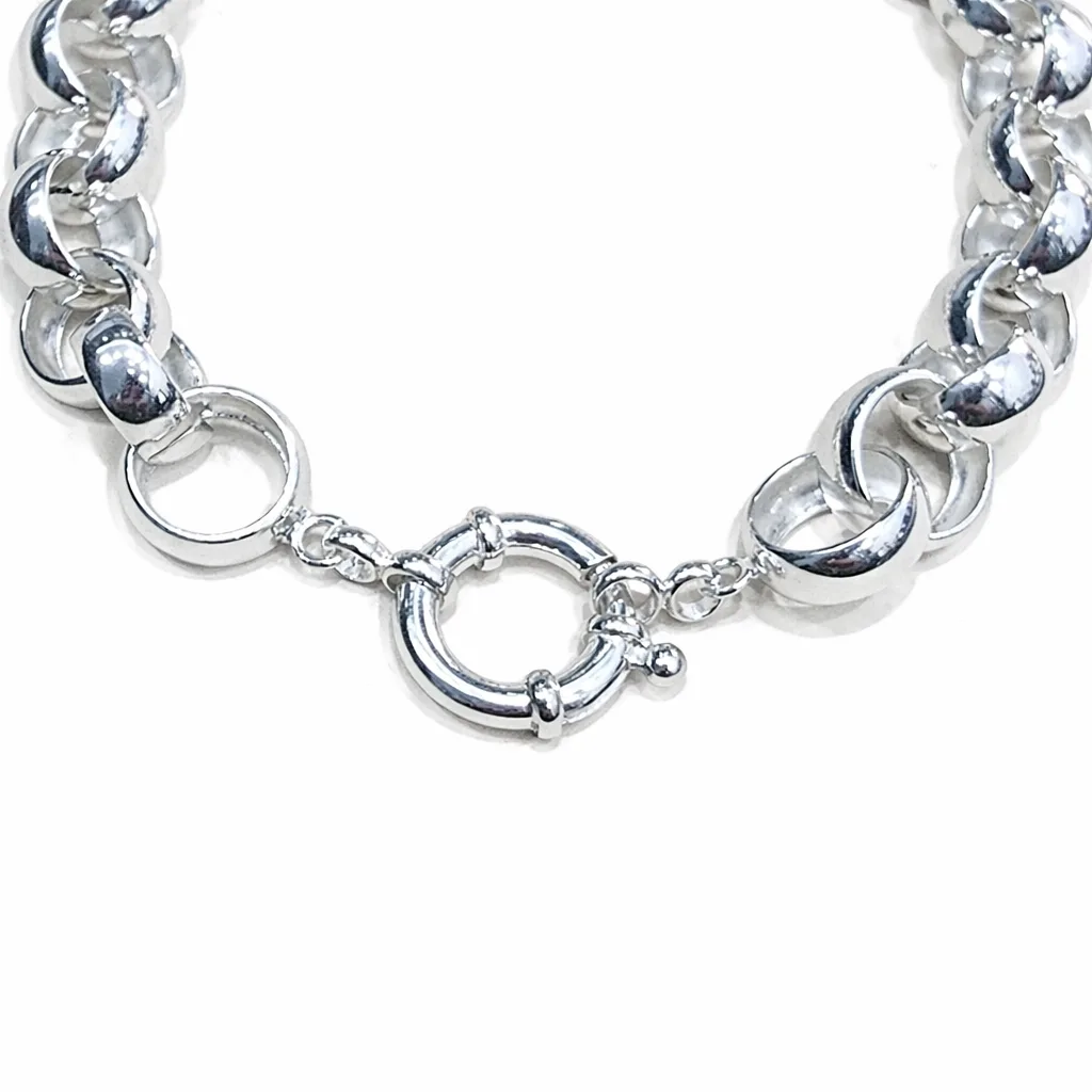 Solid Sterling Silver Belcher Bracelet – 11.30mm Luxury Statement Links with Bolt Ring Clasp