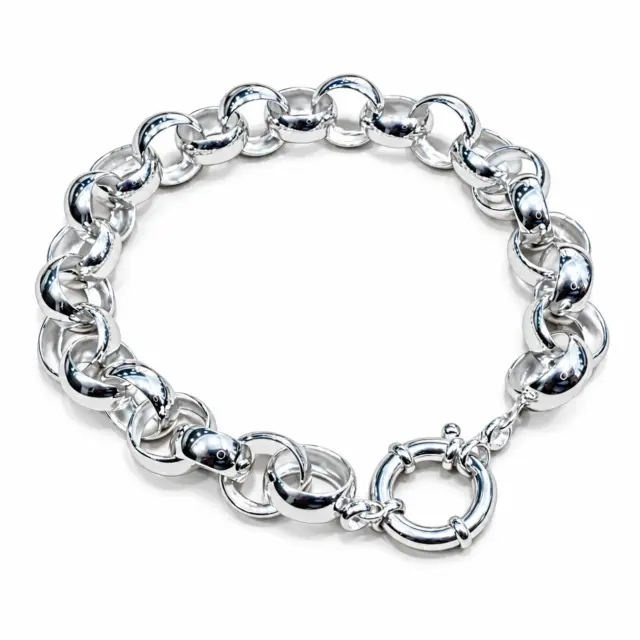 Solid Sterling Silver Belcher Bracelet – 11.30mm Luxury Statement Links with Bolt Ring Clasp
