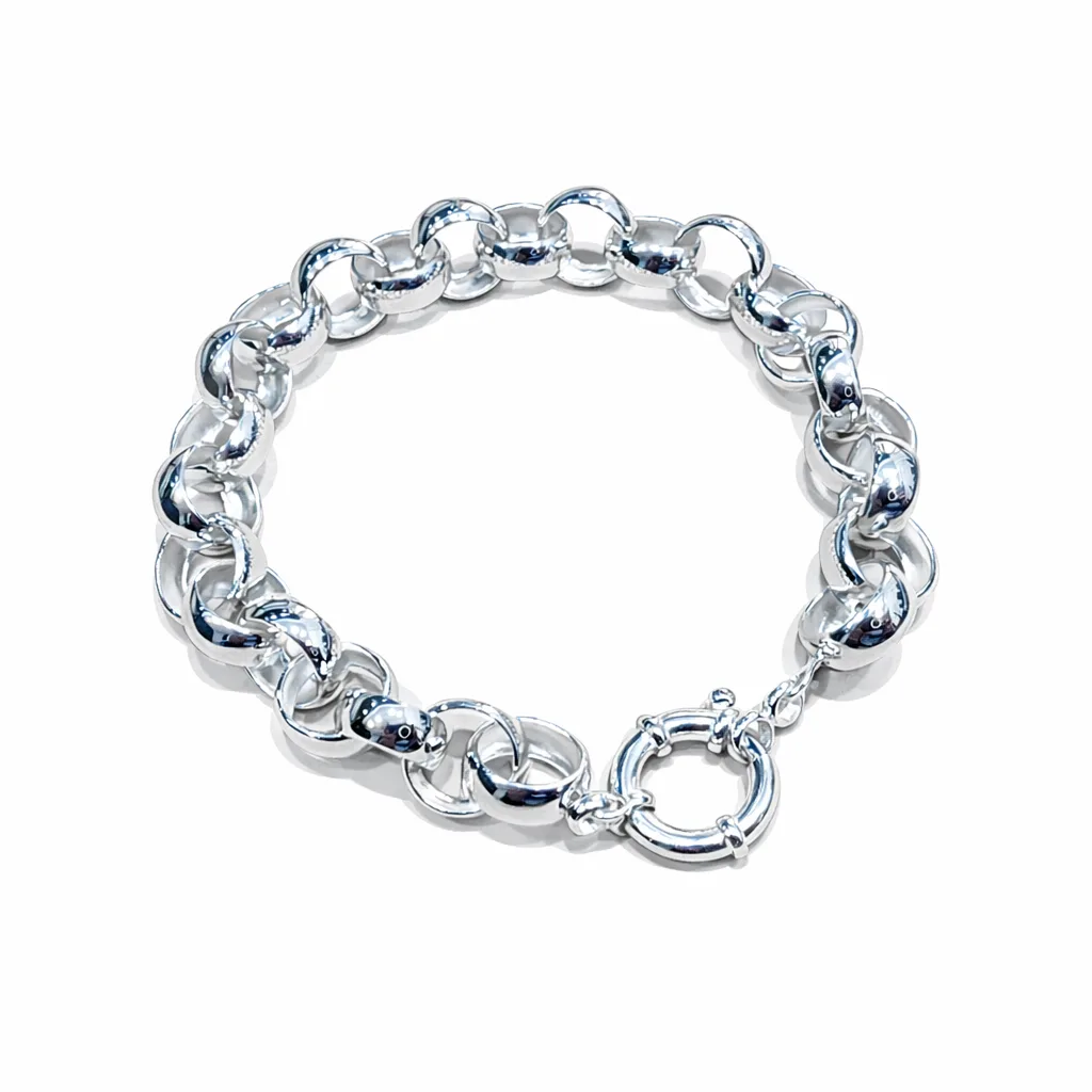 Solid Sterling Silver Belcher Bracelet – 11.30mm Luxury Statement Links with Bolt Ring Clasp