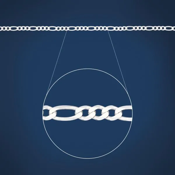 Sterling Silver FBSFD100 Flat Bevelled Figaro 1/3 Chain
