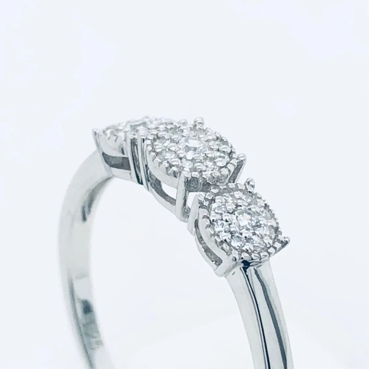 Sterling Silver Cluster Ring With Cubic Zirconia Setting