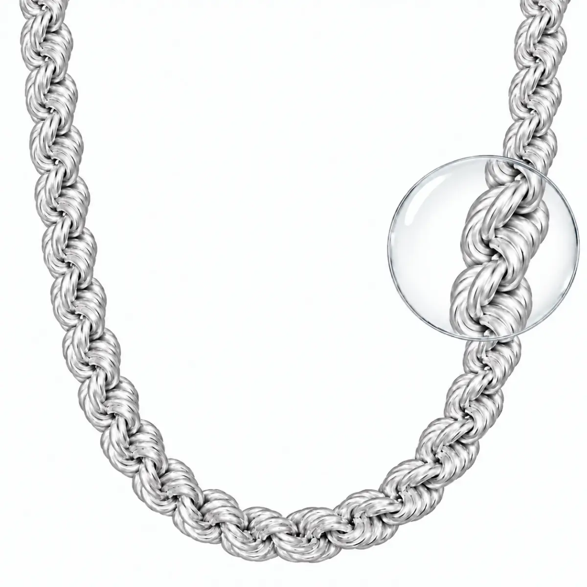 Sterling Silver 7.90mm Heavy Diamond Cut Hollow Rope Chain