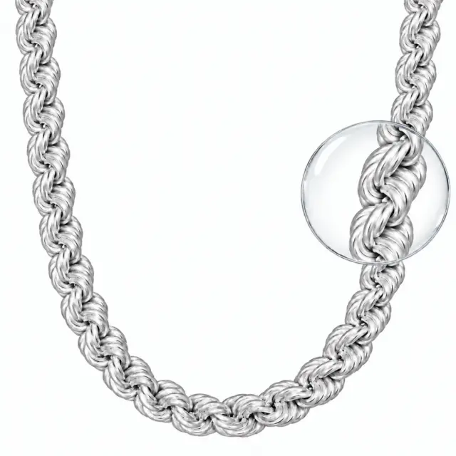 Sterling Silver 7.90mm Heavy Diamond Cut Hollow Rope Chain
