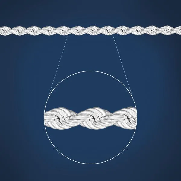 Sterling Silver 7.90mm Heavy Diamond Cut Hollow Rope Chain