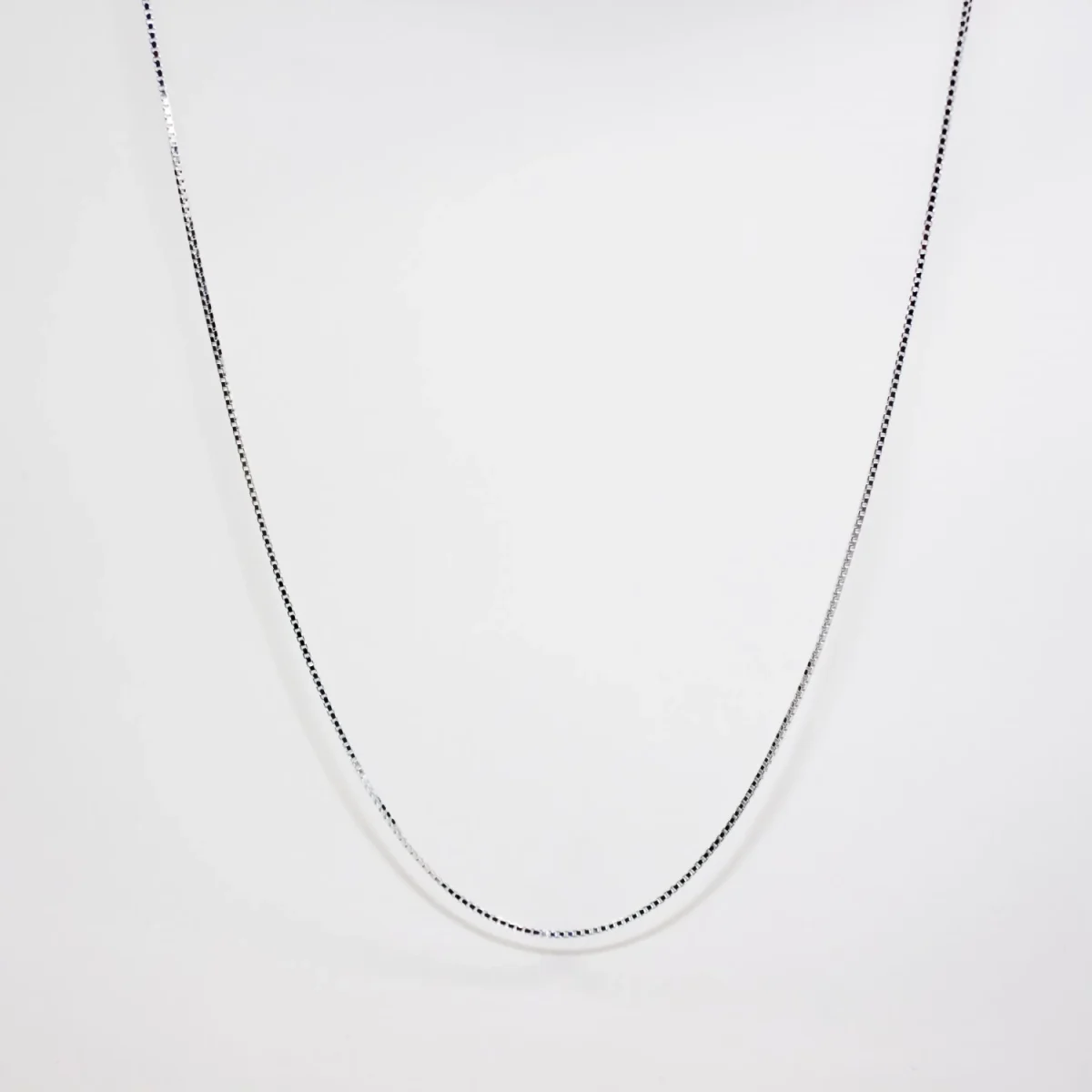 Sterling Silver 1.0mm Square Box Chain with Bolt Ring Catch