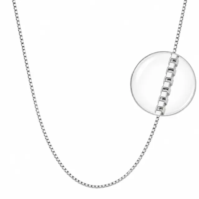 Sterling Silver 1.0mm Square Box Chain with Bolt Ring Catch