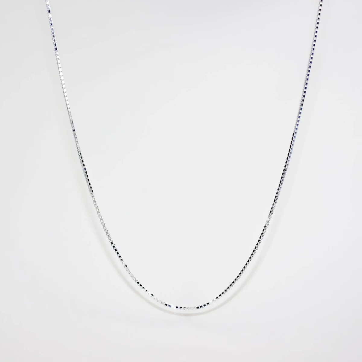 Sterling Silver 1.3mm Square Box Chain with Bolt Ring Catch