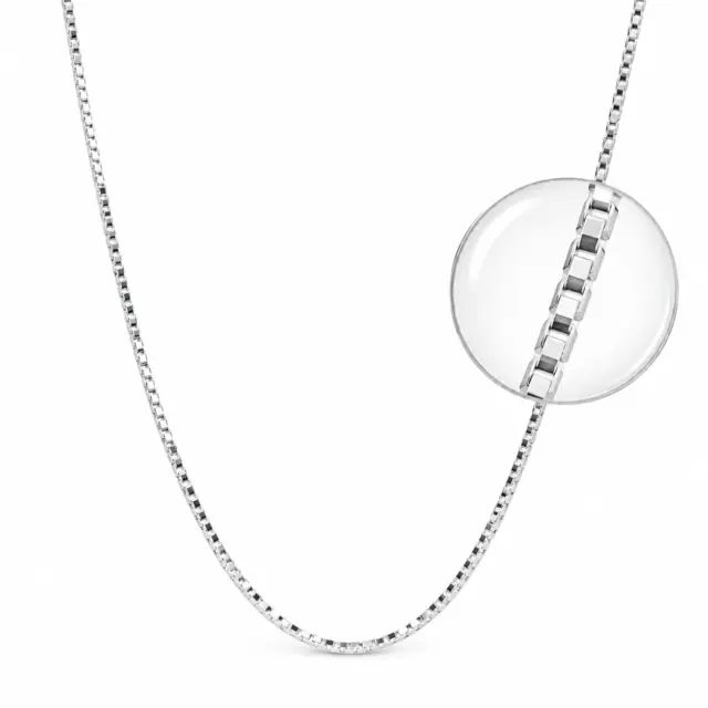 Sterling Silver 1.3mm Square Box Chain with Bolt Ring Catch
