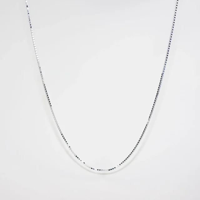 Sterling Silver 1.3mm Square Box Chain with Bolt Ring Catch