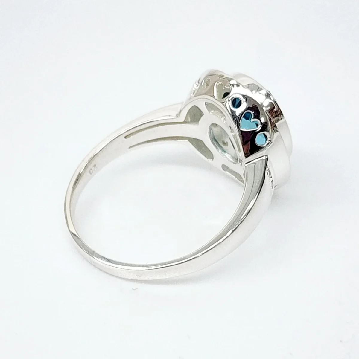 Sterling Silver 10mm x 13mm Ocal Cut Bezel Set Topaz CZ and Halo CZ Setting Ladies Dress Ring