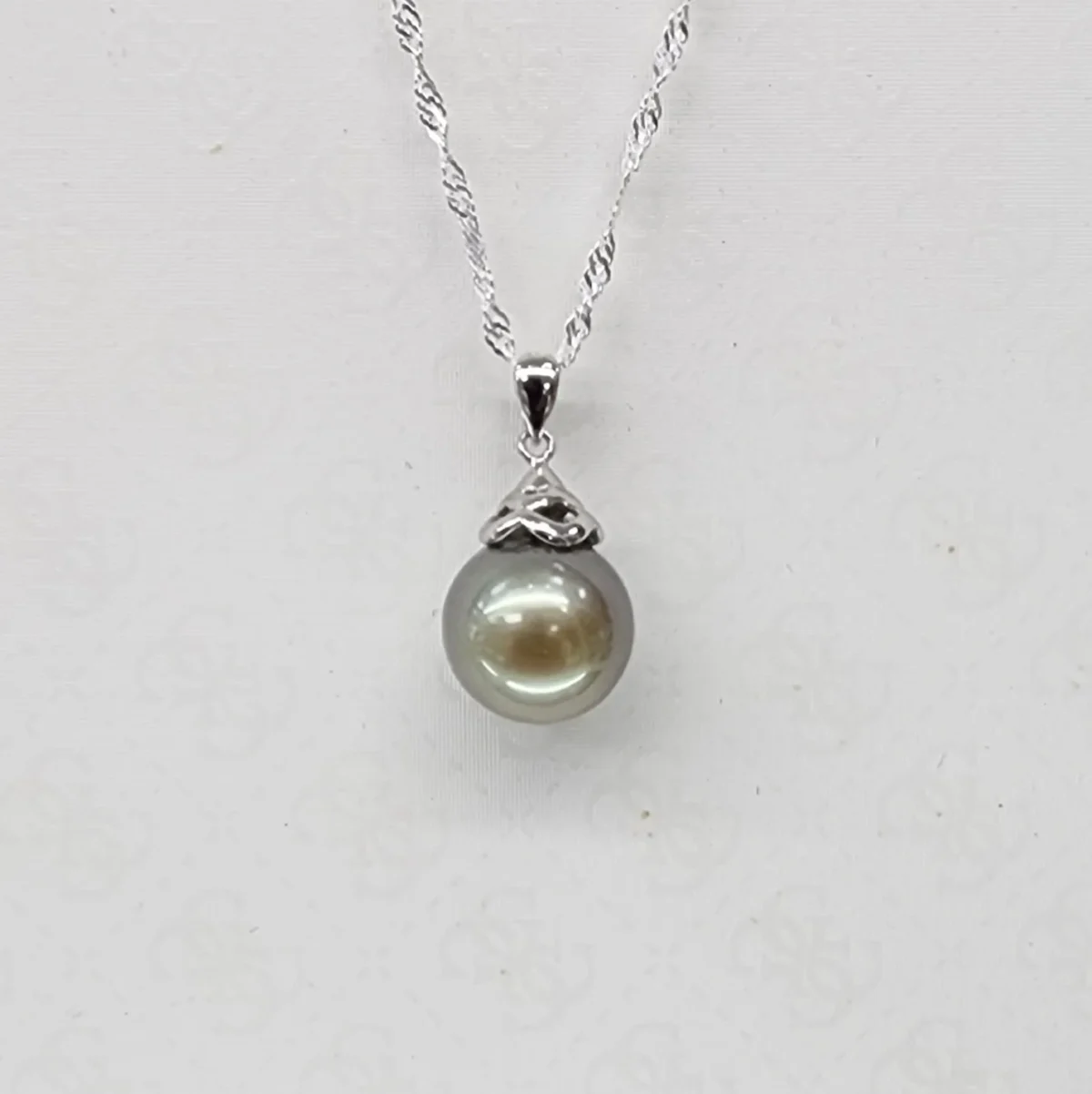 Sterling Silver 11.5-12mm Round Cook Island Pearl Pendant with Sterling Silver Cap