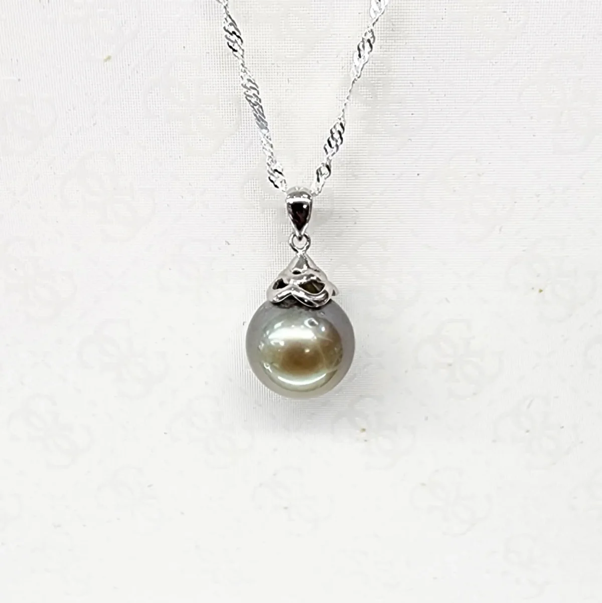 Sterling Silver 11.5-12mm Round Cook Island Pearl Pendant with Sterling Silver Cap