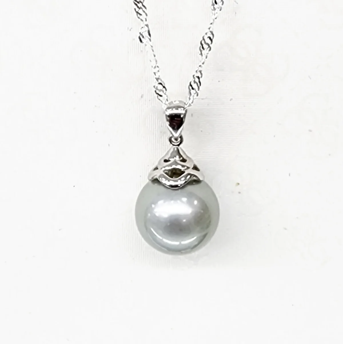 Sterling Silver 11.5-12mm Round Cook Island Pearl Pendant with Sterling Silver Cap