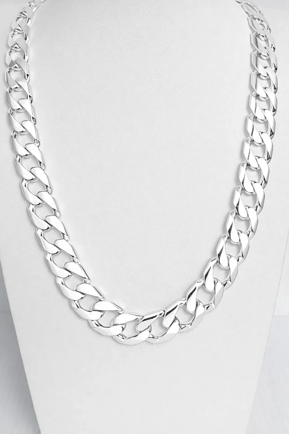 Sterling Silver 12.50mm Cuban Link Chain Necklace – High Polish – 18mm Parrot Clasp - SSCYBA87