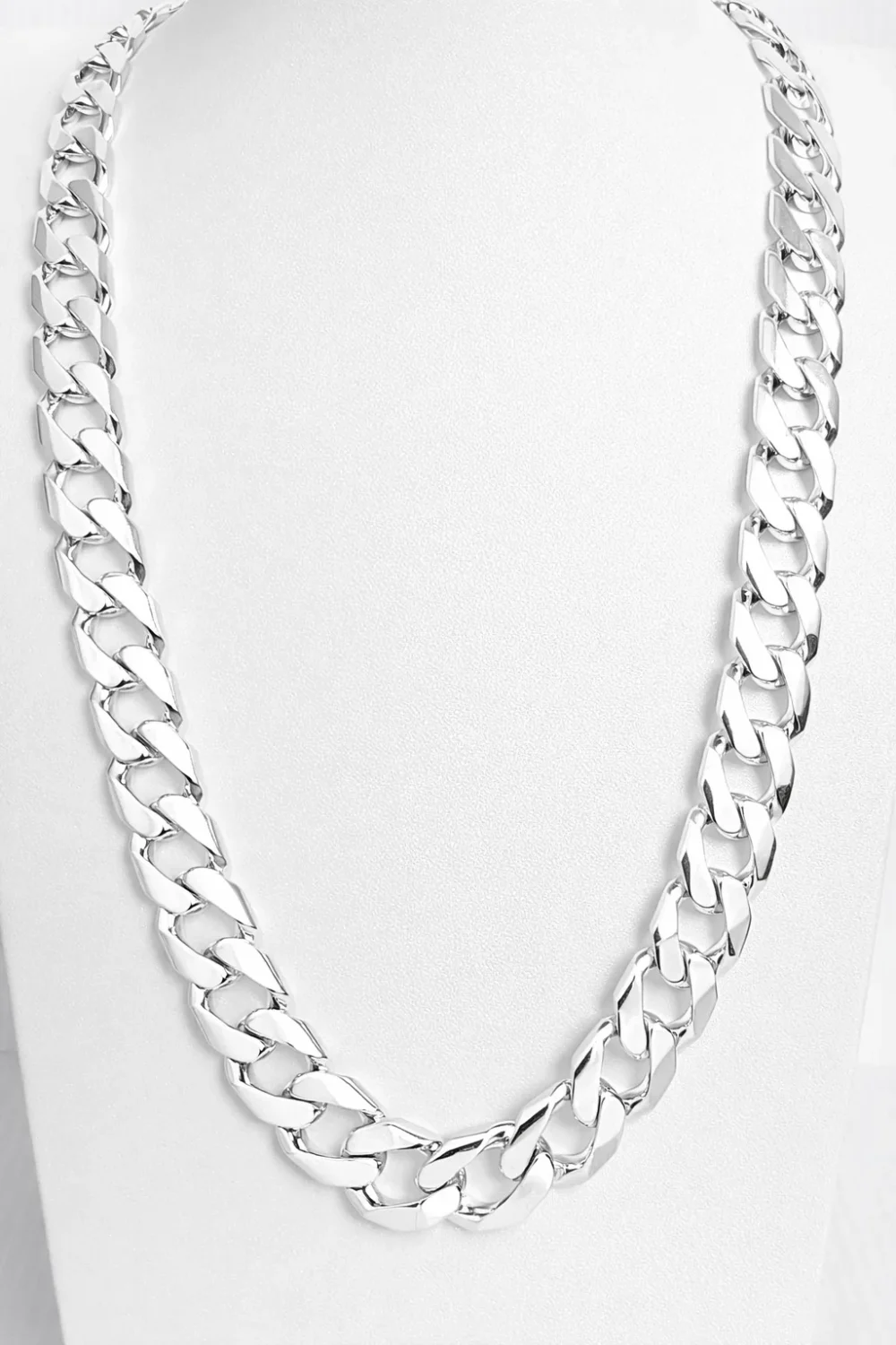 Sterling Silver 12.50mm Cuban Link Chain Necklace – High Polish – 18mm Parrot Clasp - SSCYBA87