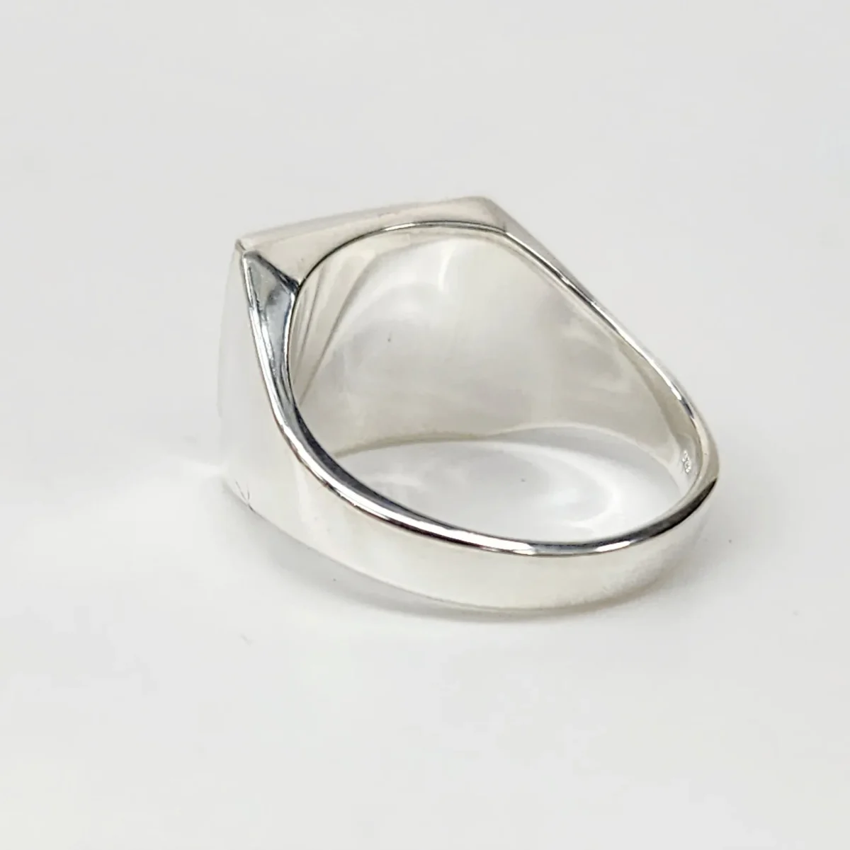 Sterling Silver 12 x 10mm Rectangle Black Onyx Gents Ring