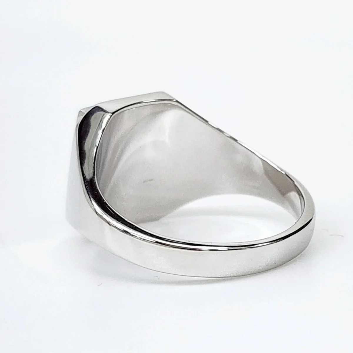 Sterling Silver 12 x 10mm Rectangle Black Onyx Gents Ring Centre Set with Cubic Zirconia