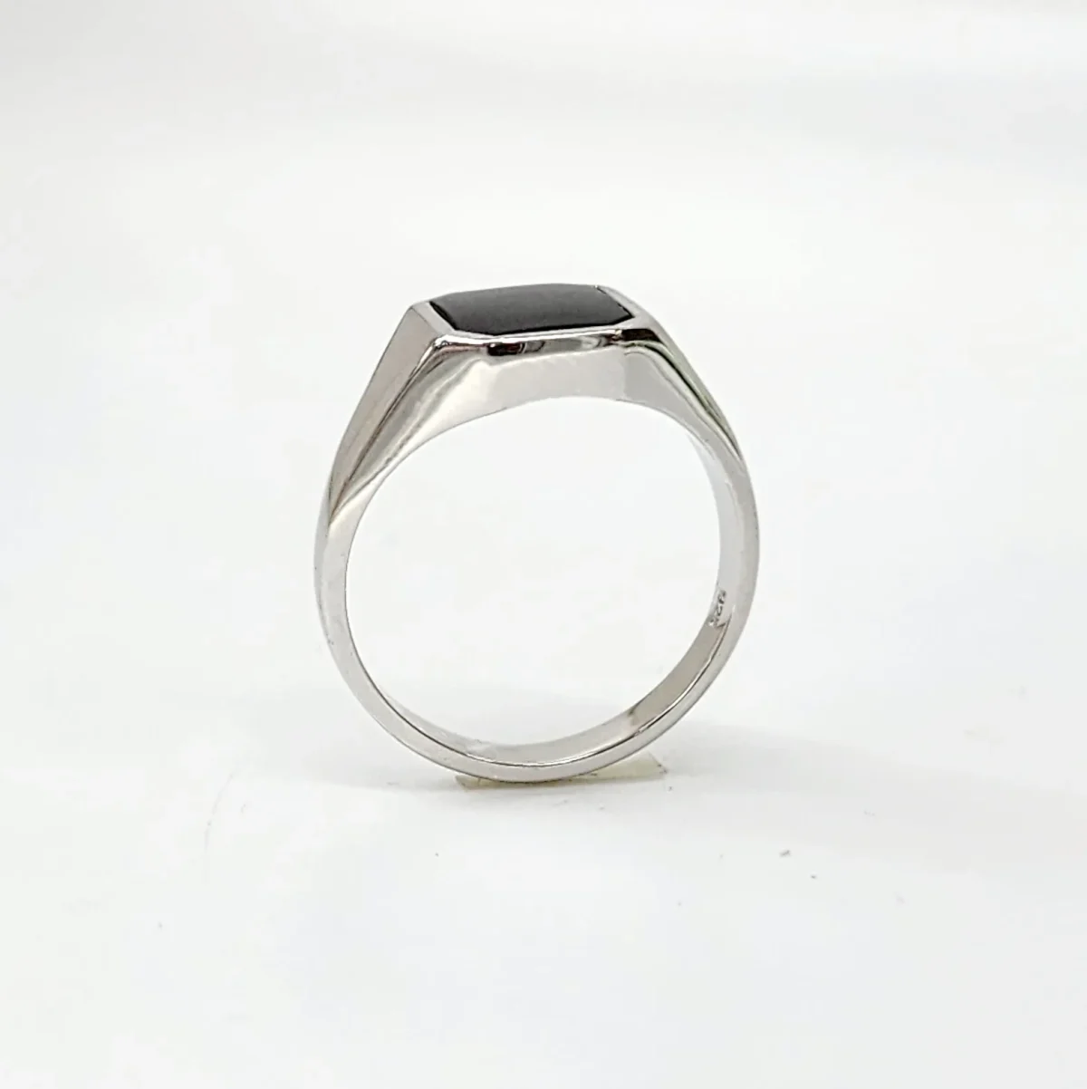 Sterling Silver 14 x 12mm Octagon Black Onyx Signet Ring