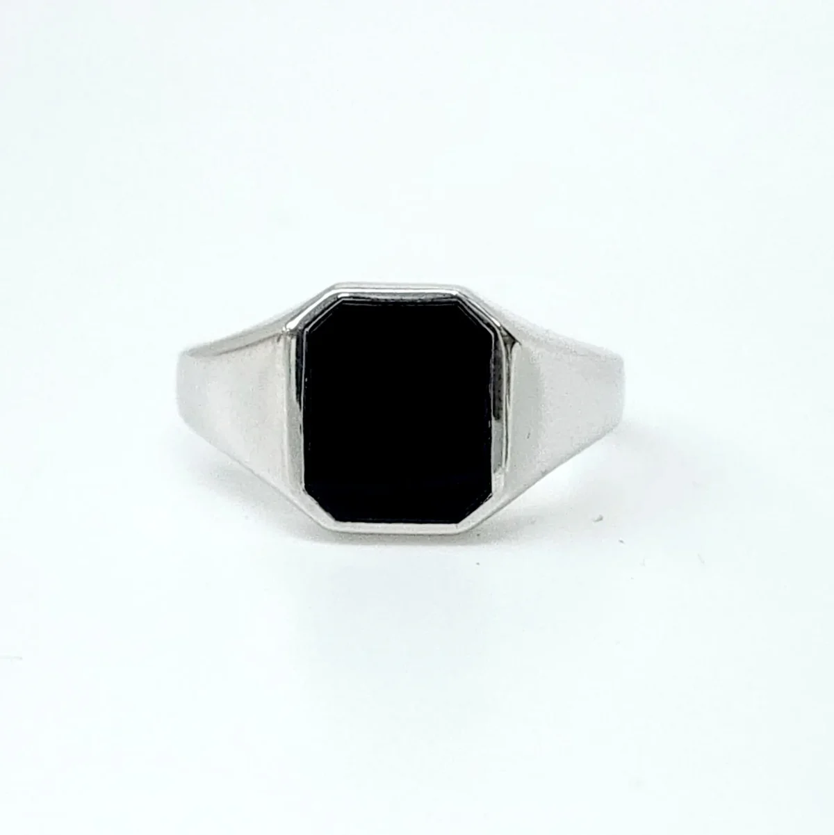 Sterling Silver 14 x 12mm Octagon Black Onyx Signet Ring