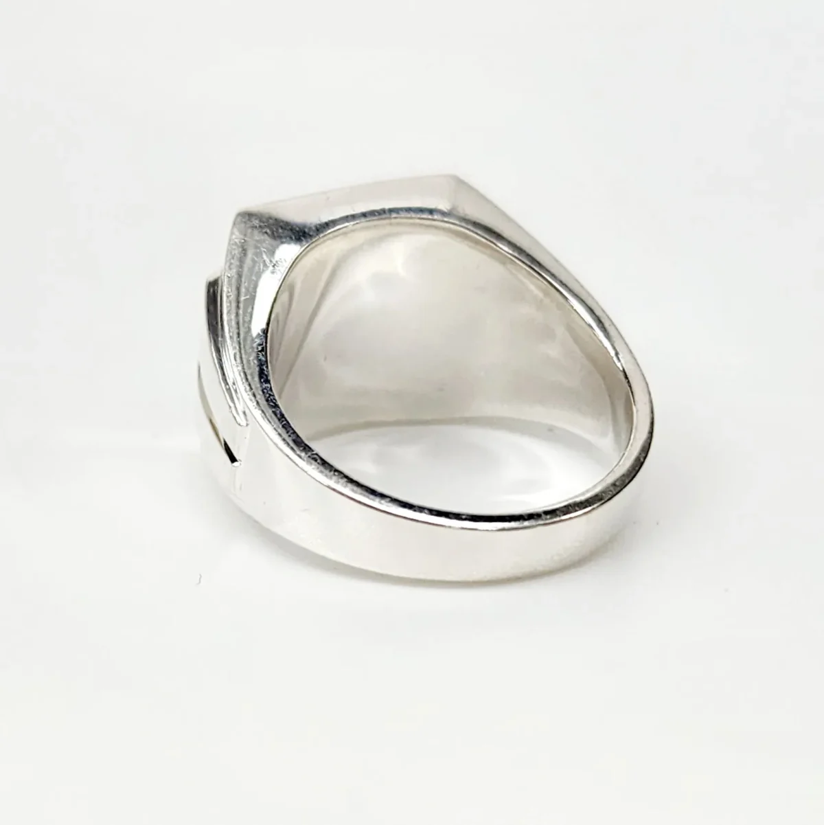 Sterling Silver 14 x 12mm Rectangle Black Onyx Gents Ring Set with Cubic Zirconia