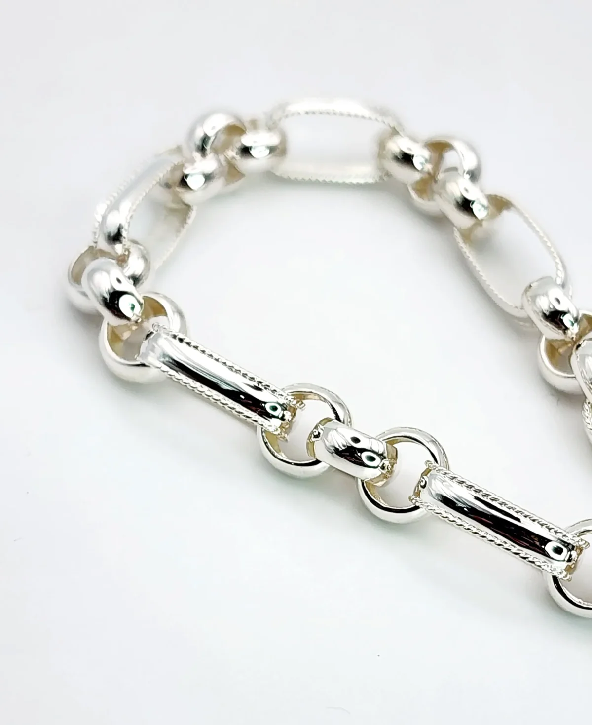Sterling Silver 19cm Figaro Belcher Bracelet With Filigree Heart Padlock