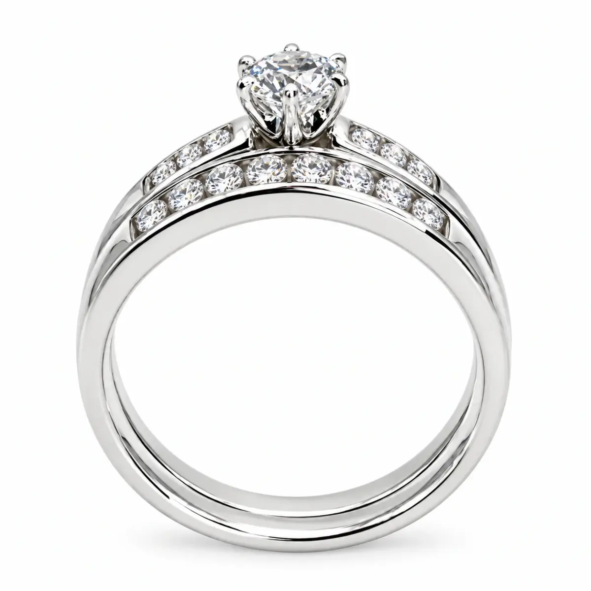 Sterling Silver 2-Piece Bridal Wedding Set with 5mm CZ Centre Stone